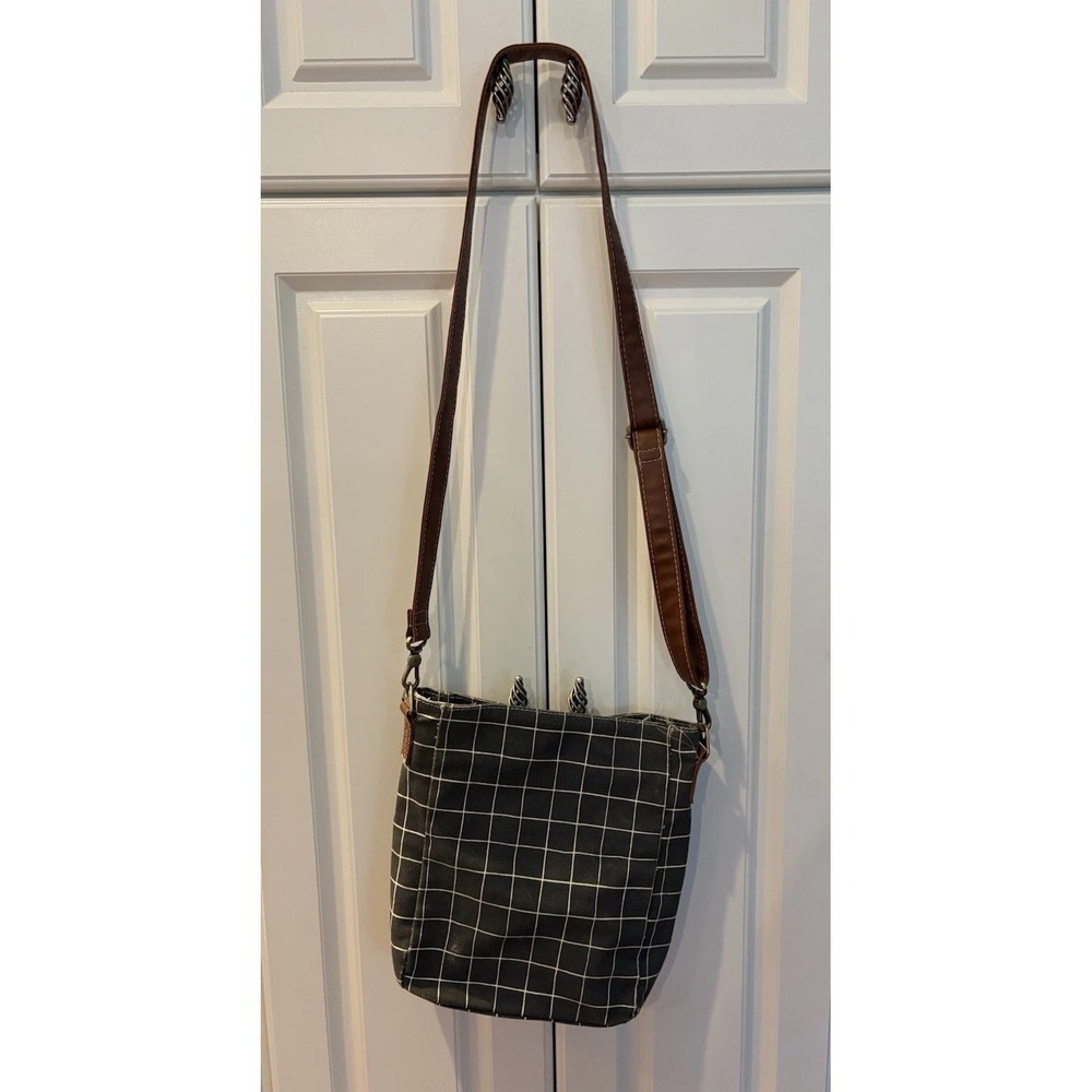 Maika Canvas City Sling Belvedere Bag Black Gray White Adjustable Crossbody